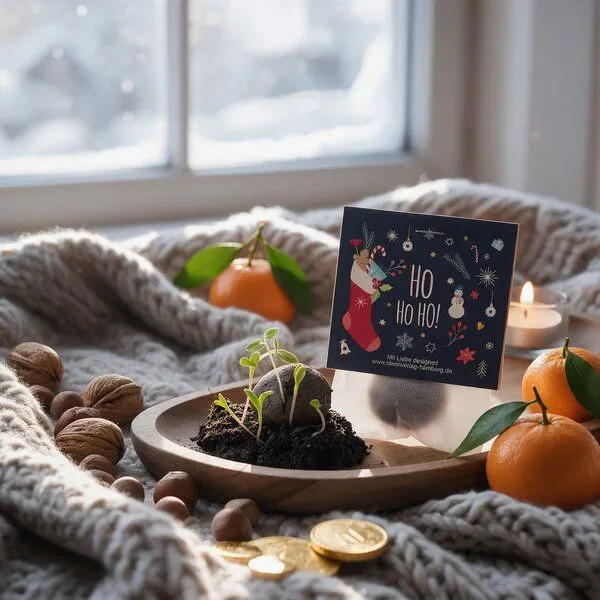 Ideenverlag Hamburg Ideenverlag Hamburg 4x „HoHoHo“ Samenbomben im Tütchen mit Kaltkeimer-Saatgut + 4x Geschenk Grußkarten – Produktbild 5 von 6
