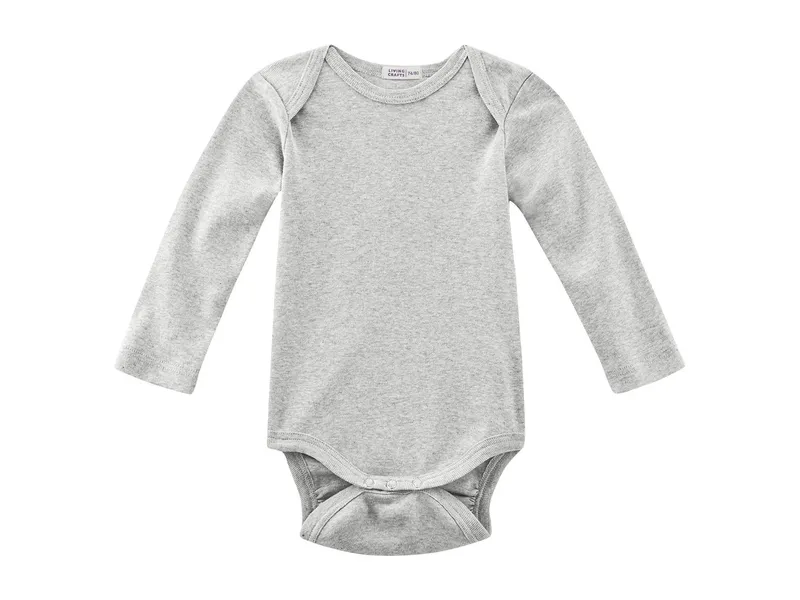 Living Crafts Living Crafts Baby Body Langarm Bio-Baumwolle grau-melange Gr. 62/68, Grau, – Produktbild 1 von 2