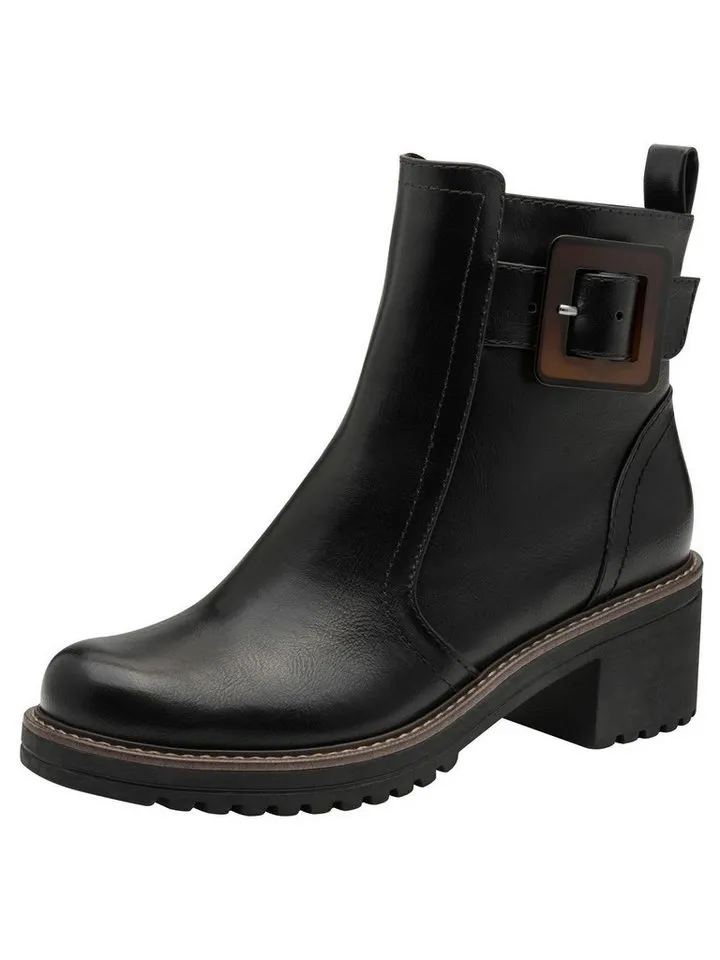 Marco Tozzi Marco Tozzi Vegan, MT FEEL ME mit Blockabsatz Blockabsatz Stiefelette Vegan, Schwarz, – Produktbild 1 von 5