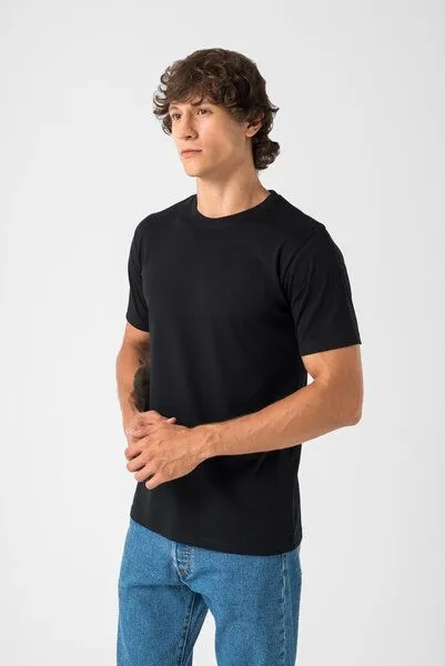 Burnell & Son Burnell & Son T-Shirt Herren 3er Pack aus 100% Baumwolle Regular Fit Basic Rundhals, 3x schwarz, – Produktbild 3 von 3