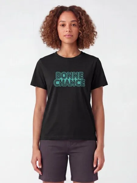 watapparel watapparel T-Shirt Frauen Bonne Chance, Black, – Produktbild 2 von 2