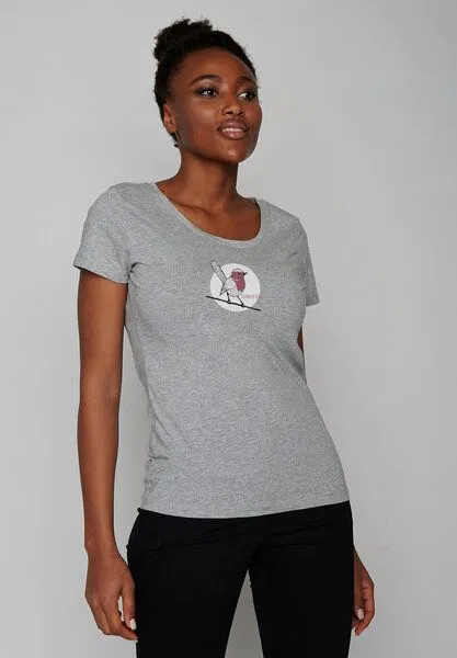 GreenBomb GREENBOMB Animal Koernerfreund Loves - Lässiges T-Shirt aus Bio-Baumwolle / hochwertiger Print / GOTS / Fair & Vegan, Grau (heidegrau), – Produktbild 2 von 4