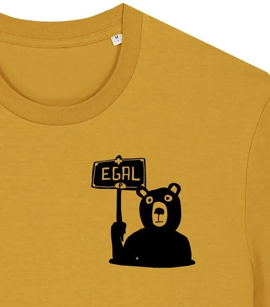 päfjes päfjes Dem Bären ist es EGAL! Dir auch? - Fair Wear Männer Unisex Bio T-Shirt Siebdruck, Gelb (ochre), – Produktbild 4 von 4