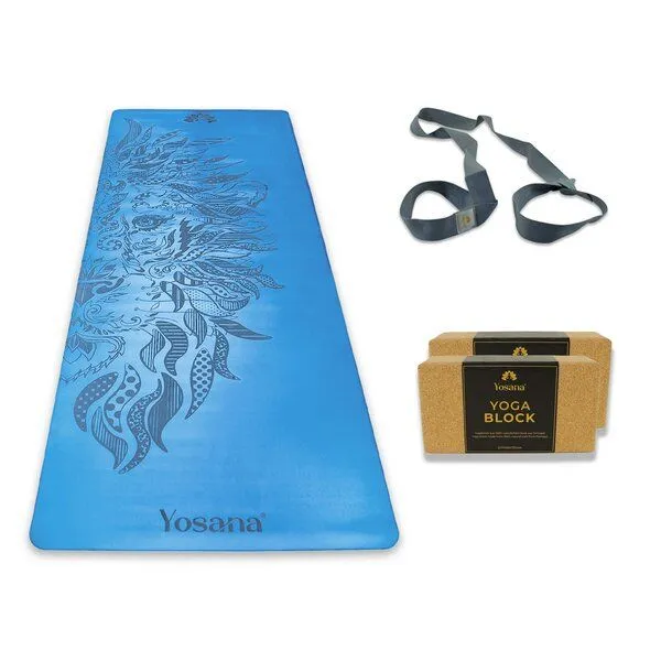Yosana Yosana Yogamatten Starter Set 4-Teilig, Hellblau (löwe), – Produktbild 1 von 8