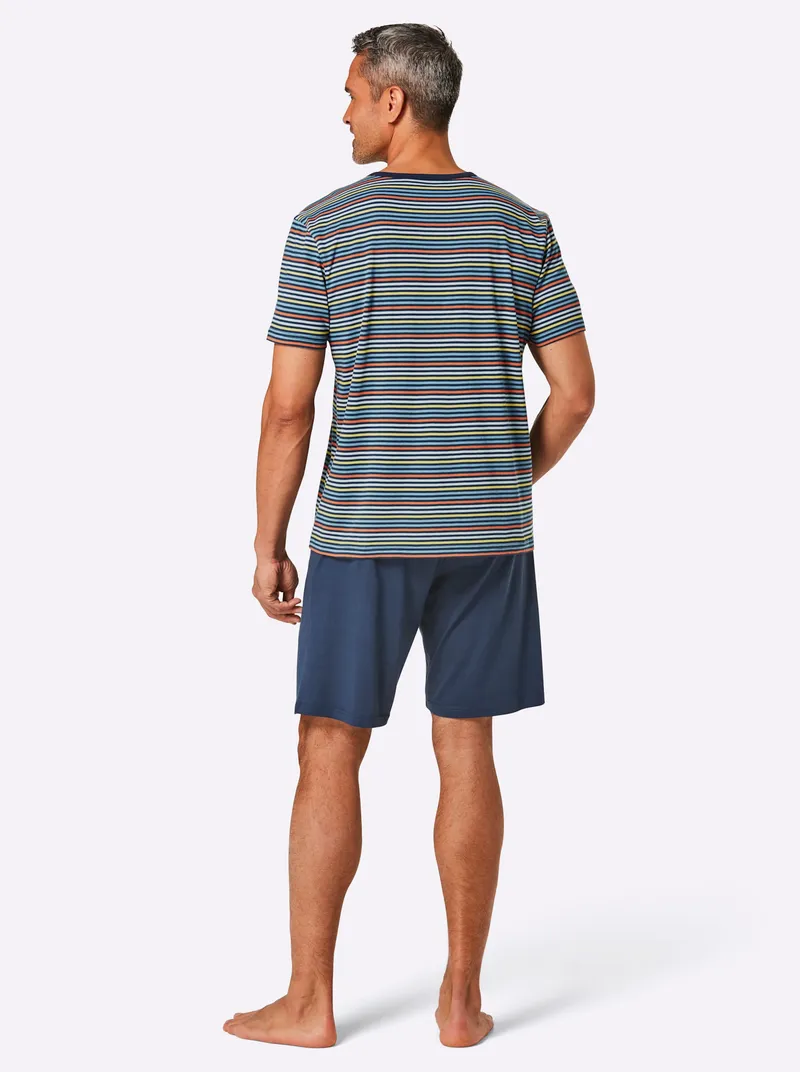 wäschepur men Shorty dunkelblau-mittelblau-gestreift, Dunkelblau-mittelblau-gestreift, – Produktbild 1 von 2