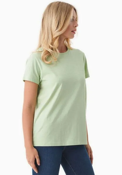ORGANICATION ORGANICATION Damen Basic T-Shirt aus Bio-Baumwolle, Foam green, – Produktbild 3 von 4