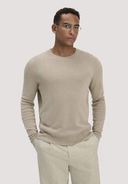 hessnatur hessnatur Milano Strick Pullover Regular aus Leinen mit Bio-Baumwolle und LENZING ECOVERO Viskose, Taupe, – Produktbild 1 von 4