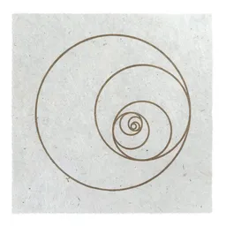 Veskor Cassiopeia Veskor Cassiopeia FIBONACCI KREISE Heilige Geometrie Linoldruck | 22 × 22 cm | Gold auf Naturweiß – Produktbild 1 von 1