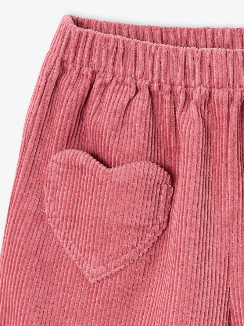 Vertbaudet Mädchen Cord-Shorts mit Herztaschen und Dehnbund, Rosa, – Produktbild 3 von 4