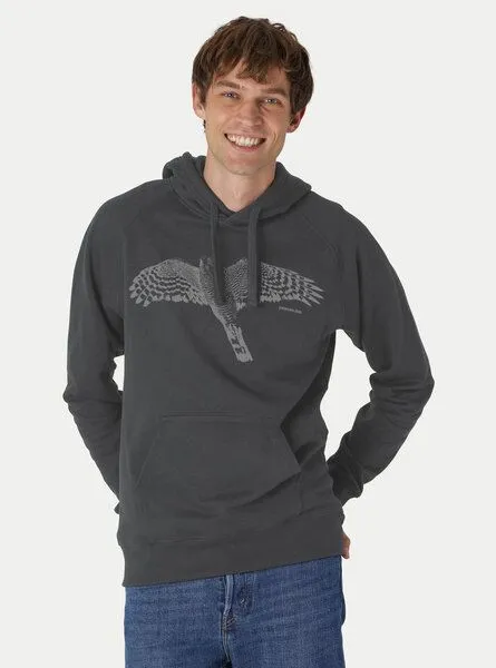 Peaces.bio - handbedruckte Biomode Peaces.bio - handbedruckte Biomode Bio-Herren-Kapuzensweater Sperber, Graphitgrau, – Produktbild 2 von 2