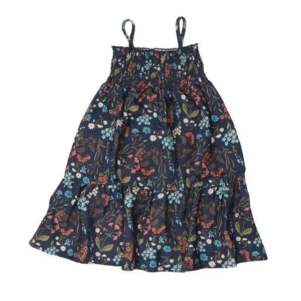 Walkiddy Walkiddy Kinder Trägerkleid GOTS zertifiziert, dunkelblau, „Floral Night“ Blumen-Allover, weich, Blau, – Produktbild 2 von 3