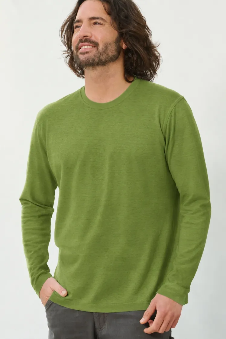HempAge Hempage Herren vegan Langarmshirt Basic Unkrautgrün, Grün, – Produktbild 2 von 2