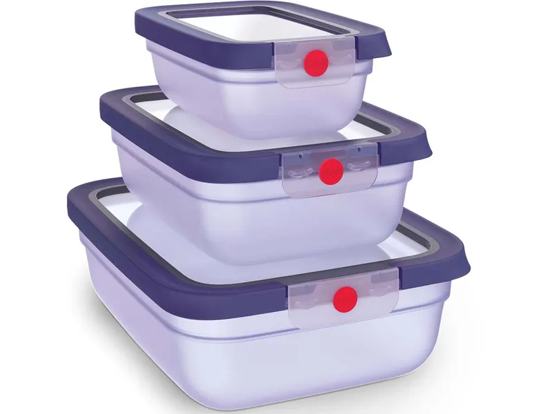 EMSA EMSA 3er-Set Frischhaltedosen aus Kunststoff "oneClick" 0,5l, 1,2l, 2,3 l, Violett, – Produktbild 1 von 1