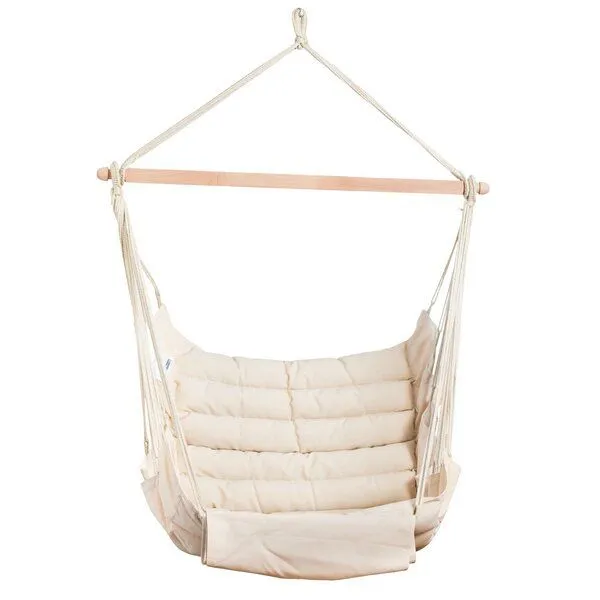 MacaMex MacaMex SoftChair Hängestuhl XL mit Fußablage gepolstert, wetterfest, Creme (weiß), – Produktbild 1 von 4