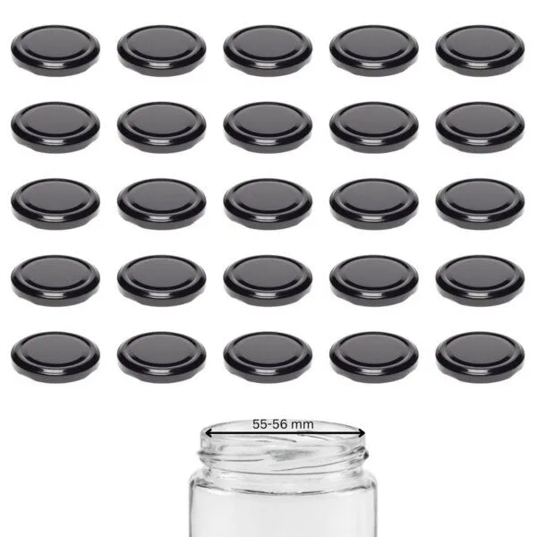 mikken mikken 25 Ersatzdeckel TO66 Ø 6,9 cm für Marmeladen- & Einmachgläser, Schwarz, – Produktbild 1 von 3