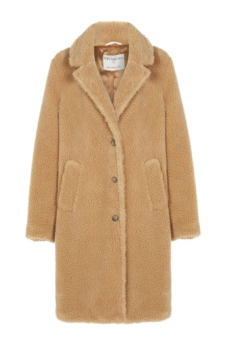 Will's Vegan Store Will's Vegan Store Damen vegan Mantel Aus Recyceltem Teddy Beige, Beige, – Produktbild 1 von 2
