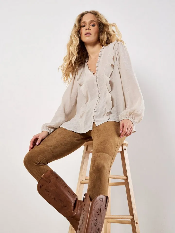 Apricot Apricot Leggings Skinny-Legging aus Veloursleder, Braun, – Produktbild 2 von 4