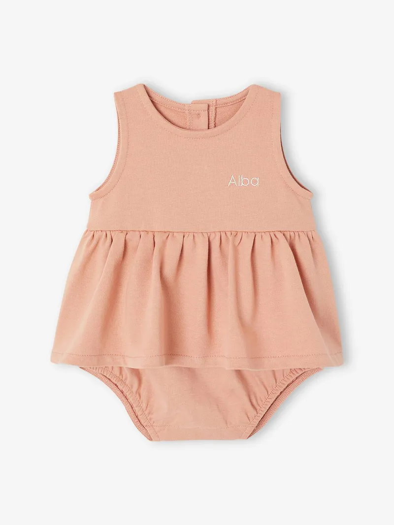 Vertbaudet Baby Kleid mit integriertem Body Mädchen personalisierbar, Altrosa, – Produktbild 1 von 4