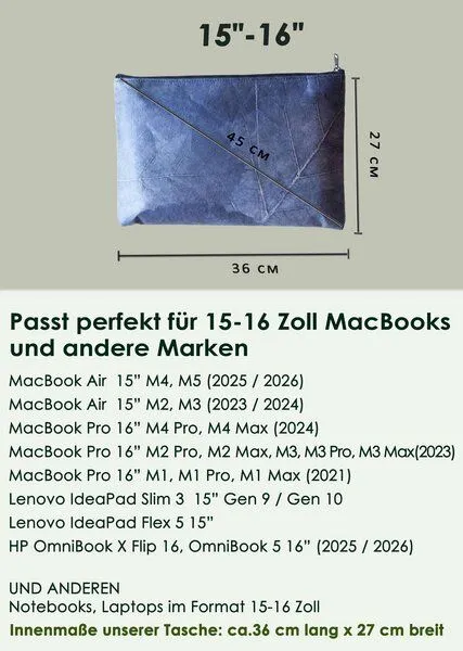 BY COPALA BY COPALA 15–16 Zoll Laptoptasche aus Teak-Blattleder in Marineblau – Produktbild 1 von 4