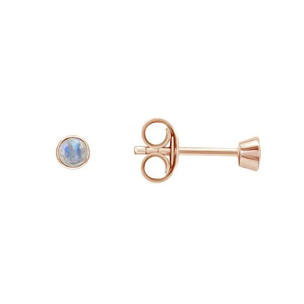 Eppi Eppi Minimalistische Ohrstecker mit Mondsteinen in Bezelfassung Tofine, Rosa, – Produktbild 3 von 4