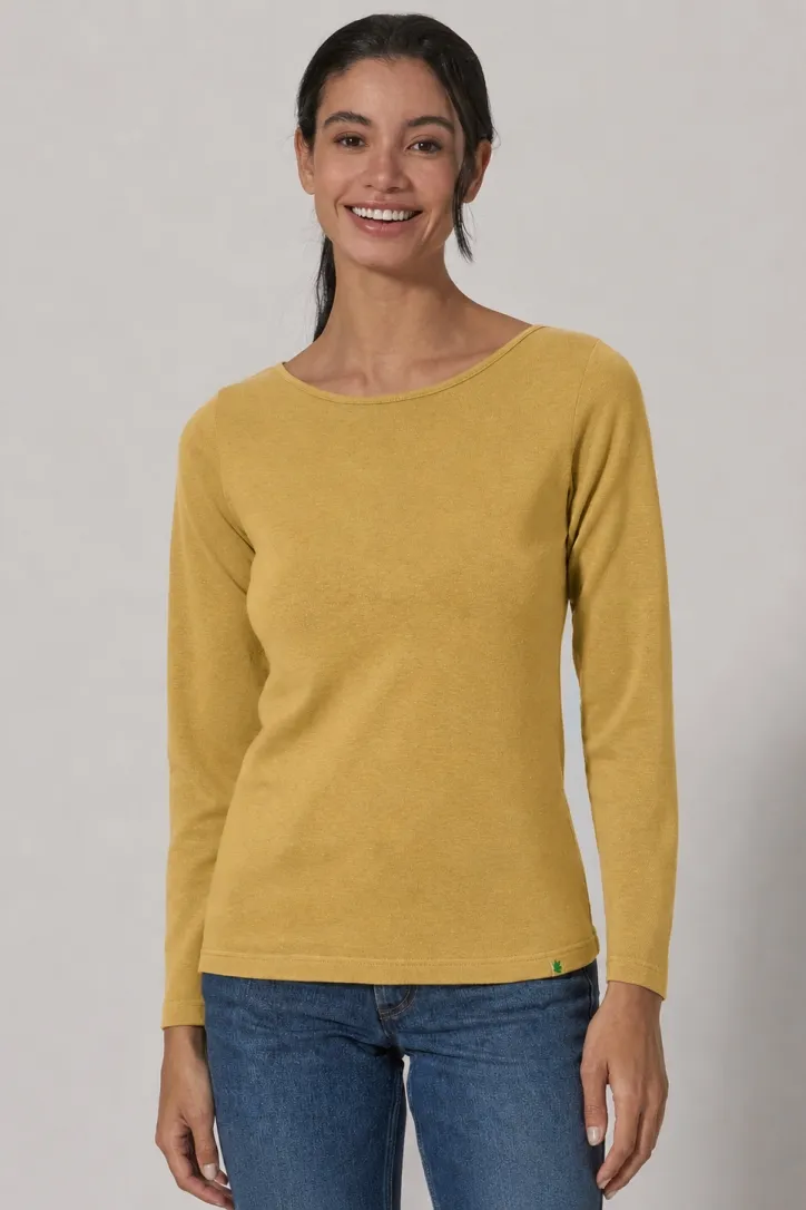 HempAge Hempage Damen vegan Langarm Top In Dijon Gelb, Gelb, – Produktbild 2 von 2