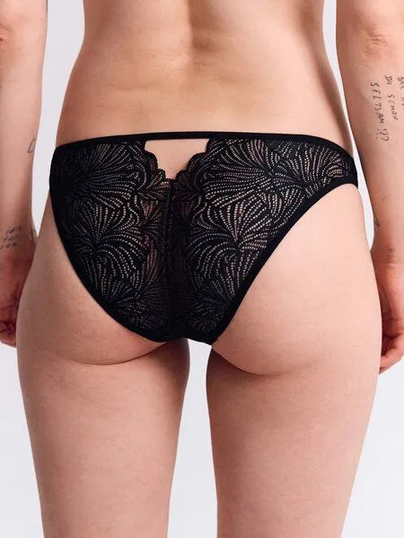 erlich textil erlich textil Fluid Lace Slip mit Spitze aus recyceltem Polyamid, made in Europe, Schwarz, – Produktbild 2 von 8