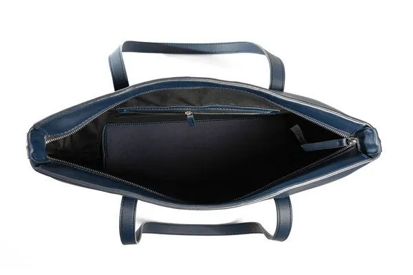 GREVIRO GREVIRO Totebag "XL" aus Kaktusleder (vegan), Blau genarbt, – Produktbild 3 von 4