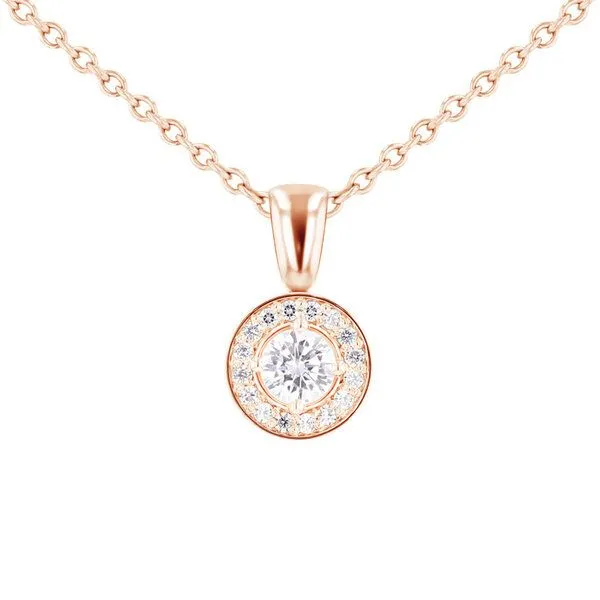 Eppi Eppi Halo-Anhänger mit Moissaniten und Diamanten Merryn, Rosa, – Produktbild 1 von 4