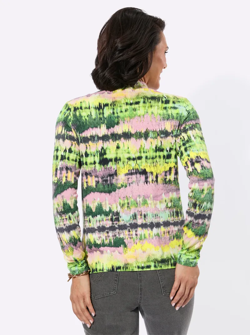 Witt Stehkragenshirt lindgrün-mauve-gemustert, Lindgrün-mauve-gemustert, – Produktbild 2 von 2
