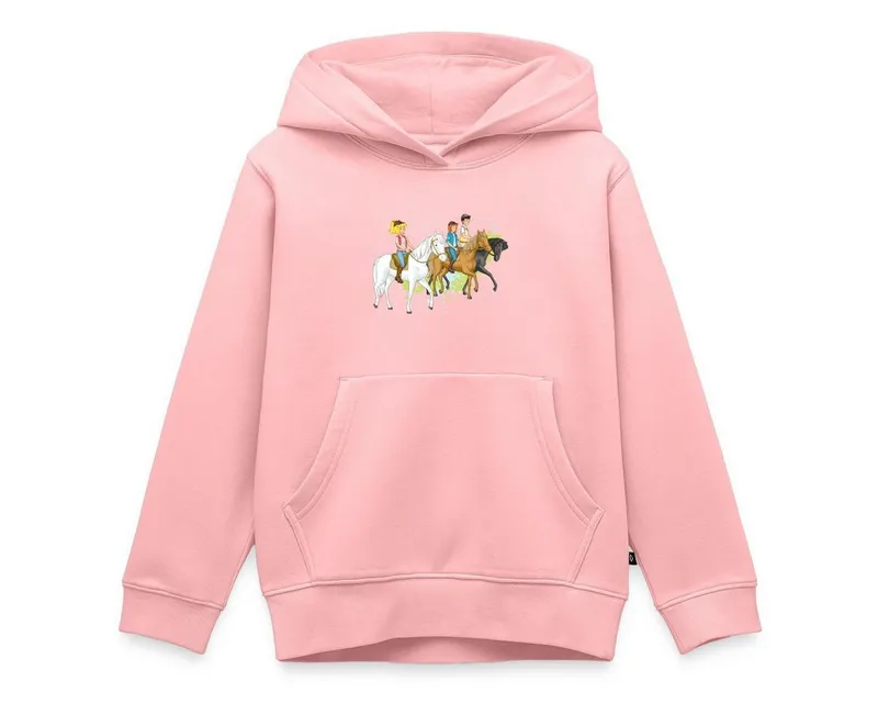 Spreadshirt Hoodie Bibi Und Tina Ausritt Mit Alexander Falkenstein Kinder Premium Hoodie (1-tlg) Regular Fit, Rosa, – Produktbild 1 von 5