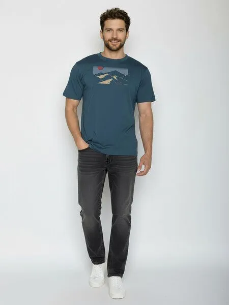 GreenBomb GREENBOMB Mountain Tour Fusion - Lässiges Oversize-T-Shirt aus Bio-Baumwolle / hochwertiger Print / GOTS / Fair & Vegan, Blau (blue pine), – Produktbild 3 von 4