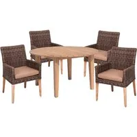 Gartenmöbel-Set "NORVELL/ARVADA" 5-tlg.  1 x Tisch Akazie, 4 Sessel KSgefl. hellbraun – Produktbild 1 von 1