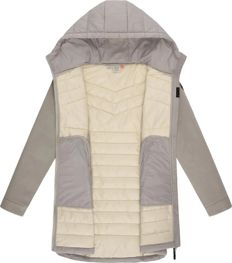 ragwear ragwear Langjacke Sandrra Long Steppjacke aus modernem Materialmix mit Kapuze, Braun, – Produktbild 1 von 4