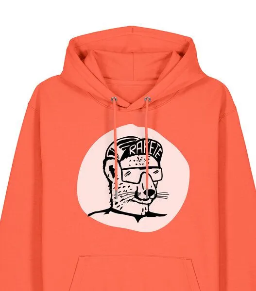 päfjes päfjes Gepard die Rakete / Gravel / Rennrad - Unisex Fair Wear Bio Hoodie, Orange (fiesta), – Produktbild 3 von 3