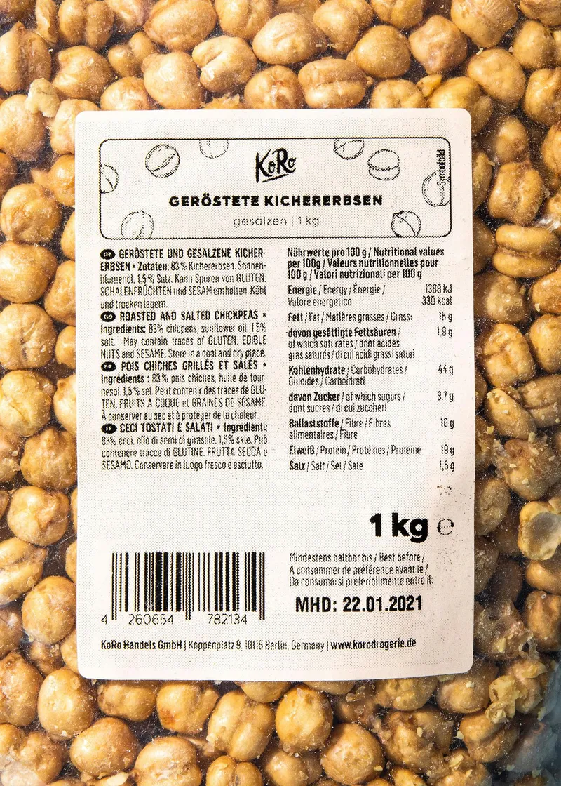 KoRo Geröstete und gesalzene Kichererbsen 1 kg – Produktbild 3 von 5