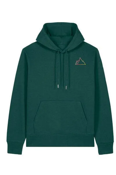 Kultgut Kultgut Pro Earth- Hochwertiger Biofair - Hoodie / Little Faded Mountain, Smaragdgrün, – Produktbild 2 von 3