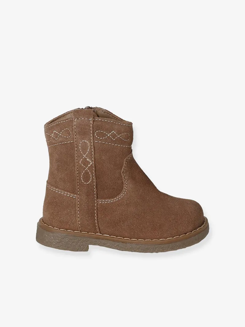 Vertbaudet Vertbaudet Baby Leder-Boots mit Reißverschluss, Braun, – Produktbild 2 von 4