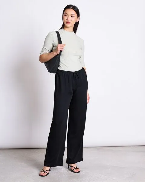 JAN N JUNE JAN N JUNE Weite Mid Rise Hose STRATH, Schwarz, – Produktbild 1 von 4