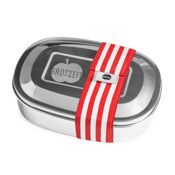 Brotzeit Brotzeit Edelstahl Lunchbox Magic, mit herausnehmbarem Trennsteg, Streifen rot, – Produktbild 1 von 3