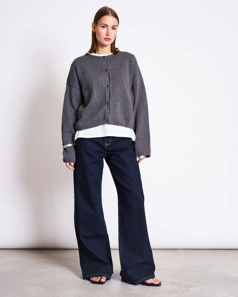 JAN N JUNE JAN 'N JUNE Damen vegan Strickjacke Light Asas Dunkelgrau, Dunkelgrau, – Produktbild 1 von 2