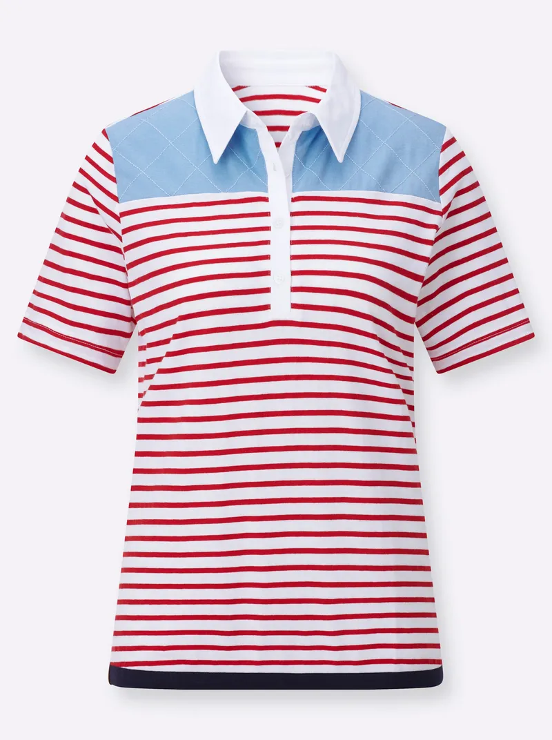 Witt Poloshirt erdbeere-weiß-geringelt, Erdbeere-weiß-geringelt, – Produktbild 1 von 2