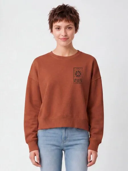 watapparel watapparel Sweatshirt Frauen Tarot The Sun, Heritage brown, – Produktbild 2 von 2