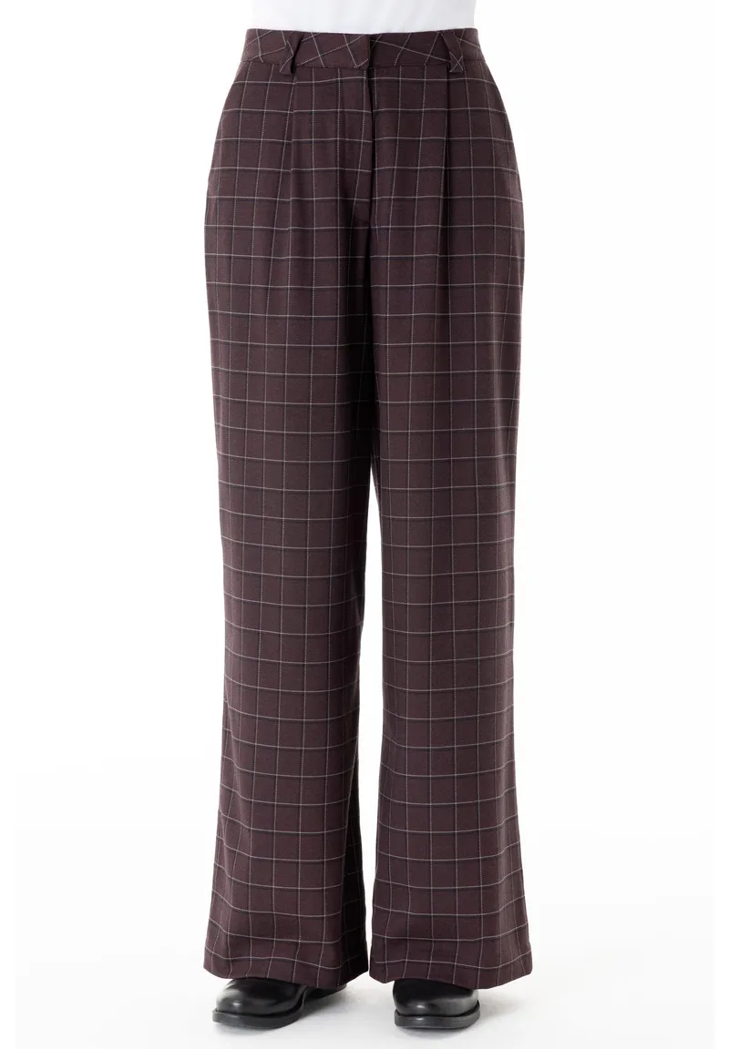 ORGANICATION ORGANICATION Damen vegan Hose Mit Weitem Bein Weinrot, Rot, – Produktbild 1 von 1