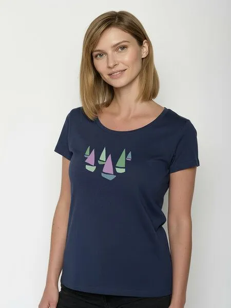 GreenBomb GREENBOMB Fleet Loves - Sportliches T-Shirt aus Bio-Baumwolle / hochwertiger Print / GOTS / Fair & Vegan, Blau (marineblau), – Produktbild 2 von 4
