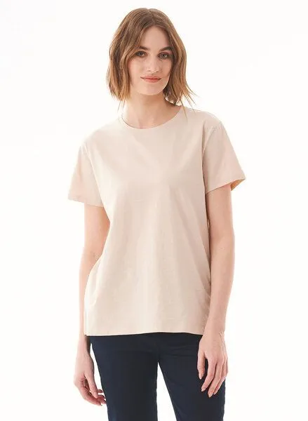 ORGANICATION ORGANICATION Damen Basic T-Shirt aus Bio-Baumwolle, Stone, – Produktbild 3 von 4