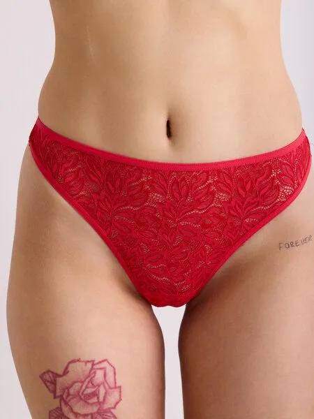 erlich textil erlich textil Dreamy Lace Brazil Slip mit Spitze aus recyceltem Polyamid, made in Europe, Wilde orange, – Produktbild 5 von 7