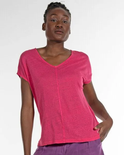 Alma & Lovis Alma & Lovis V-Neck Shirt im Loose-Fit aus reinem Leinen | Linen V-Neck, Pink, – Produktbild 1 von 3