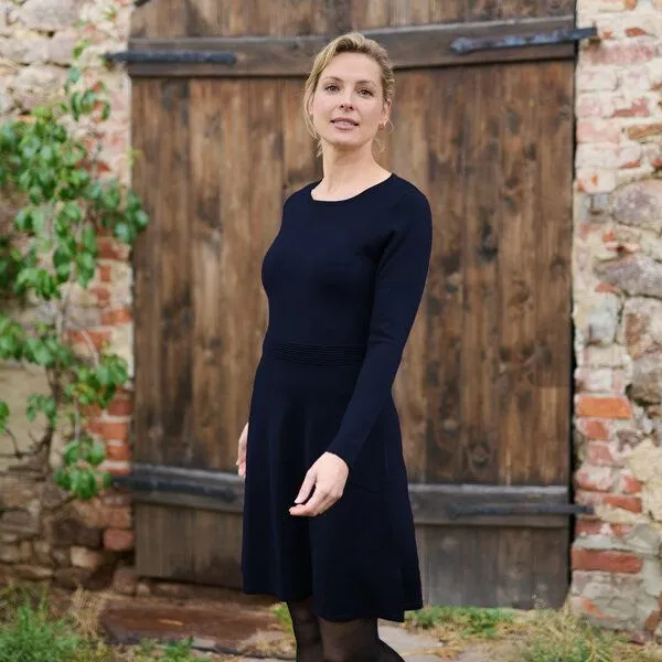 Kokon Zwo Kokon Zwo Kleid Teilungsrippe 100% Merinowolle (ÖKO TEX), Dunkelblaumelange, – Produktbild 1 von 1