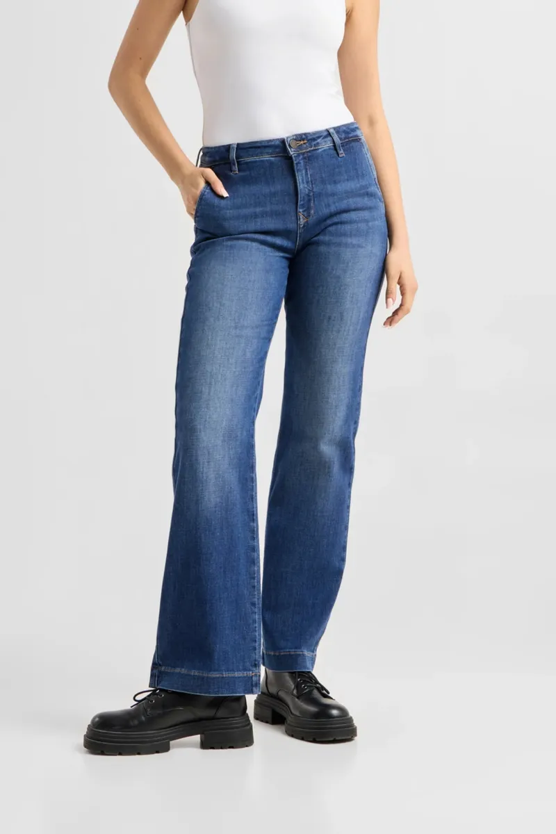 DAWN Dawn Damen vegan Jeans Cosma Flared Chino Vintage Blau, Blau, – Produktbild 2 von 2