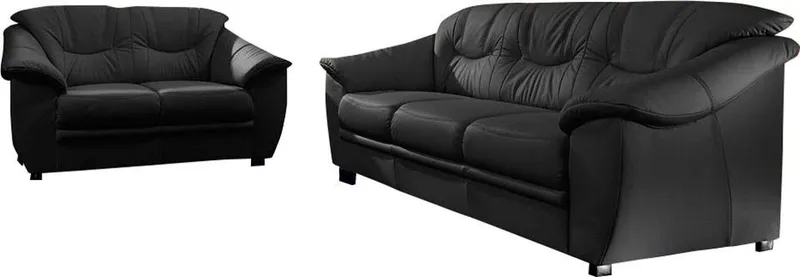 sit&more Polstergarnitur Top Savona, NaturLEDER® (2-tlg), bestehend aus je einem 2- und 3-Sitzer, Federkern, Schwarz, – Produktbild 2 von 5